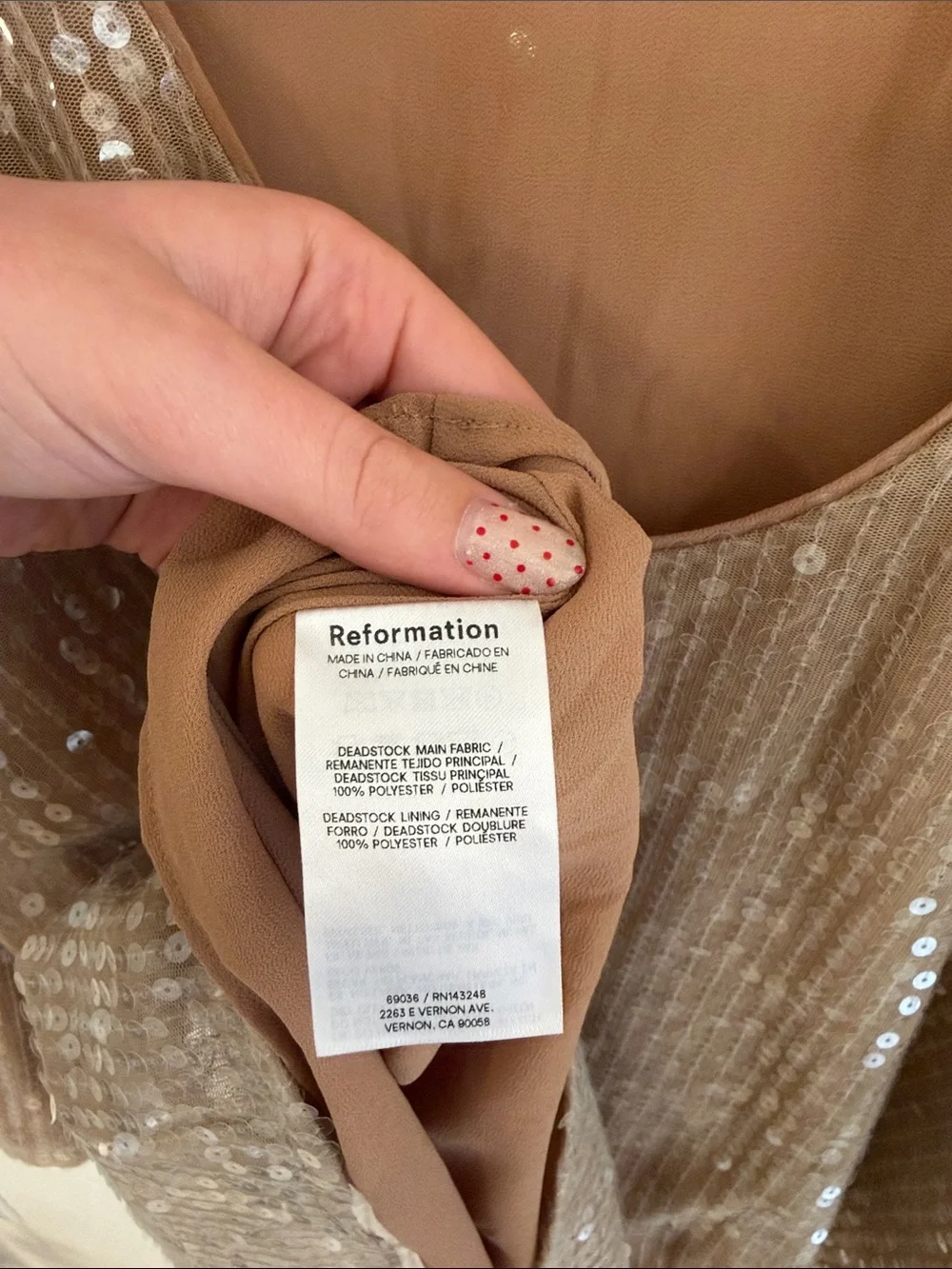 Reformation Sereia Champagne Sequin Dress
